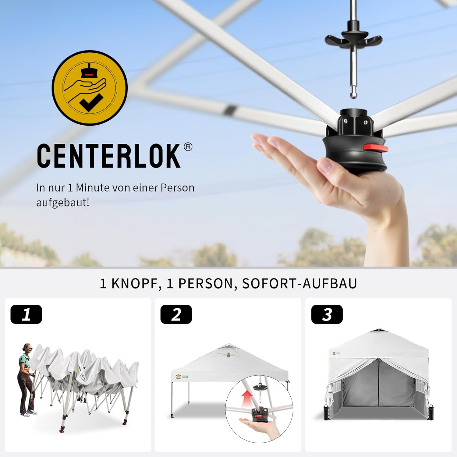Pavillon 3x3 Wasserdicht Stabil Winterfest mit 4 Seitenteilen, Pop up Gartenpavillon UV Schutz 50+, Partyzelt Für Outdoor Camping, 3-Fach Höhenverstellbar, Pavillion mit Tragetasche