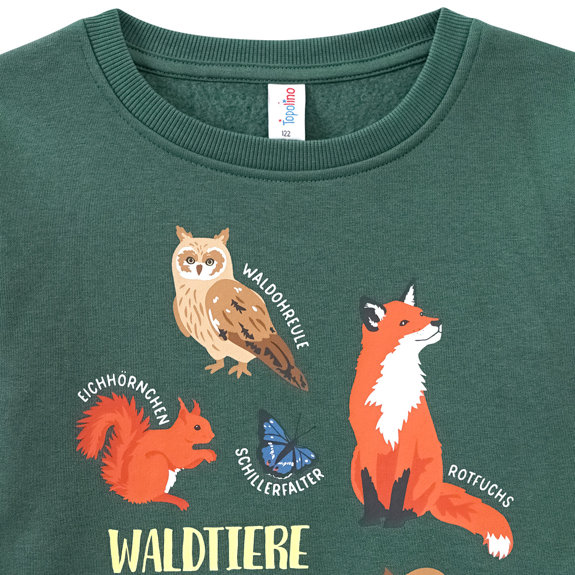 Topolino Kinder Sweatshirt mit Waldtiere-Print dunkelgrün