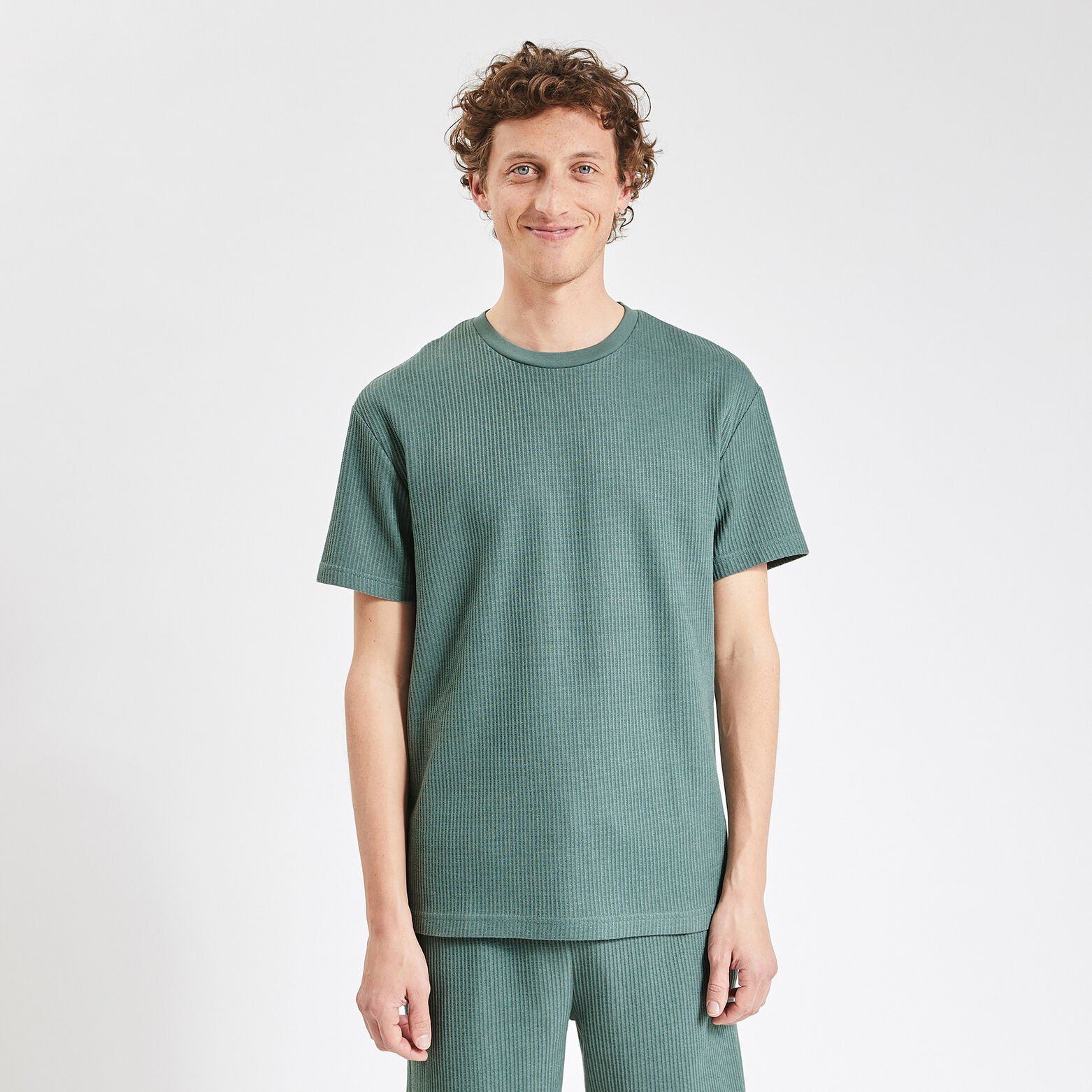 Tee shirt matière gaufrée Vert clair