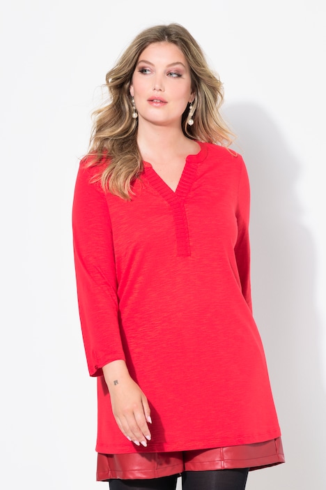 Blusenshirt, Straight Fit, Ausschnitt mit Chiffon