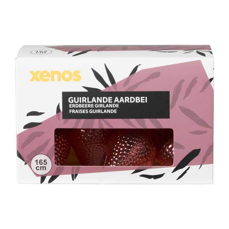 Slinger met aardbeien lampjes - 165 cm