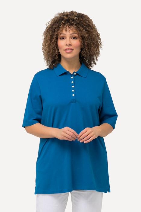 Poloshirt, Piqué, Polokragen, Samt-Knopfleiste, Halbarm