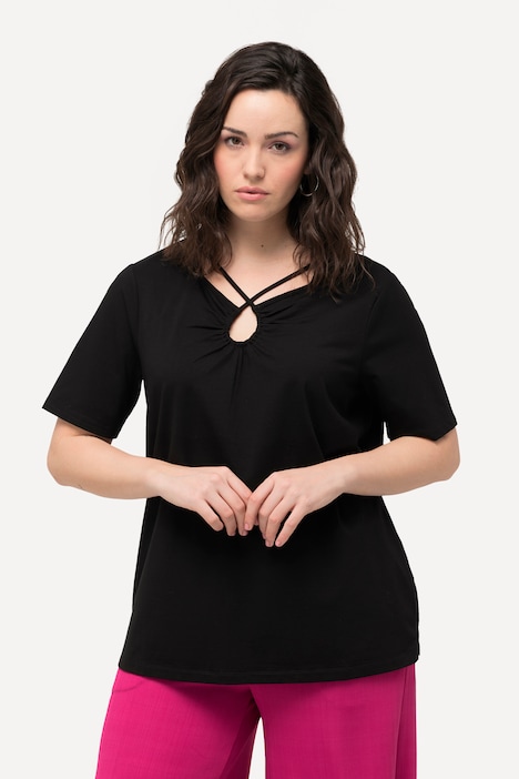 T-Shirt, Zierbänder, Cut-Out, Halbarm