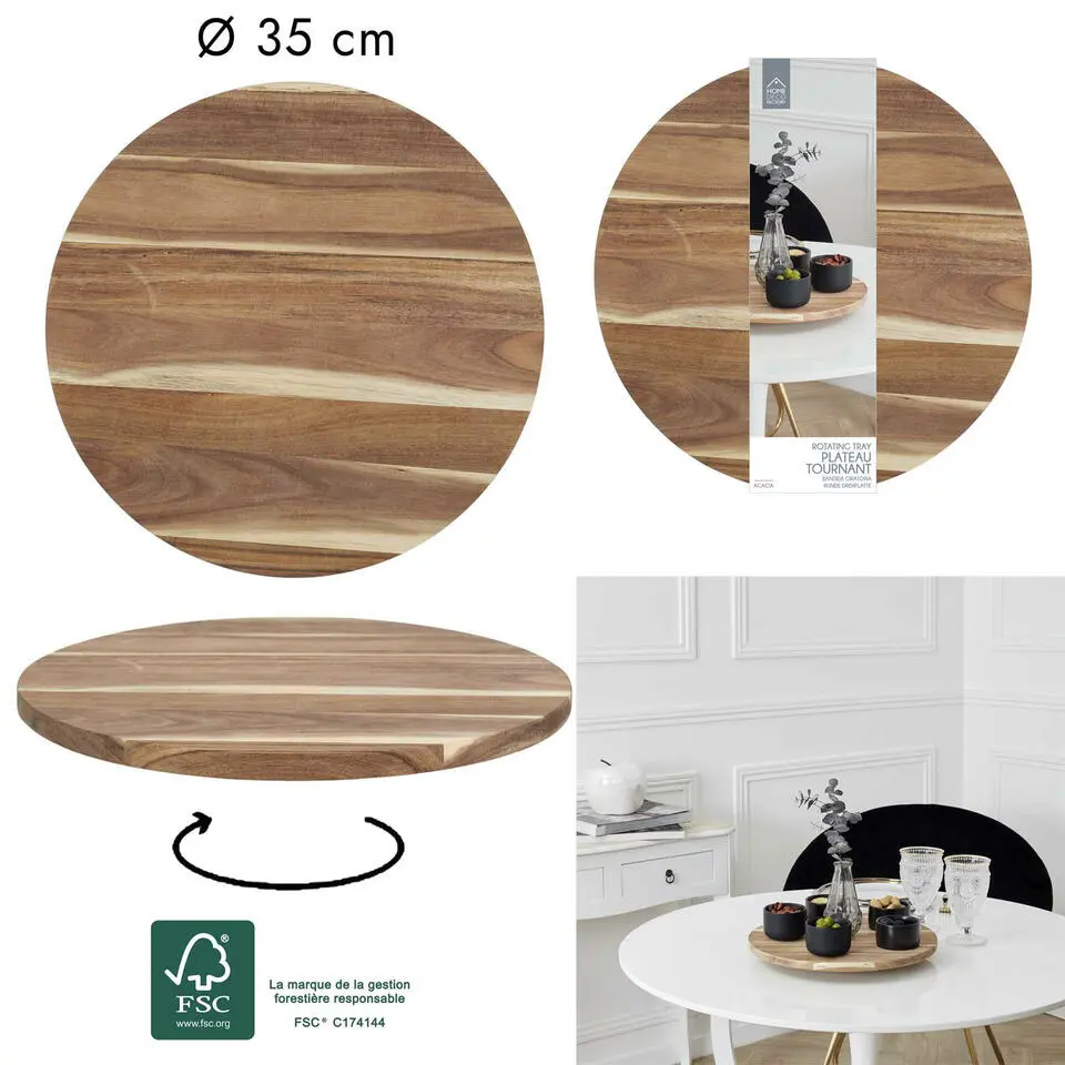 Cook Concept draaibaar serveer plateau - Acacia hout - D35 cm