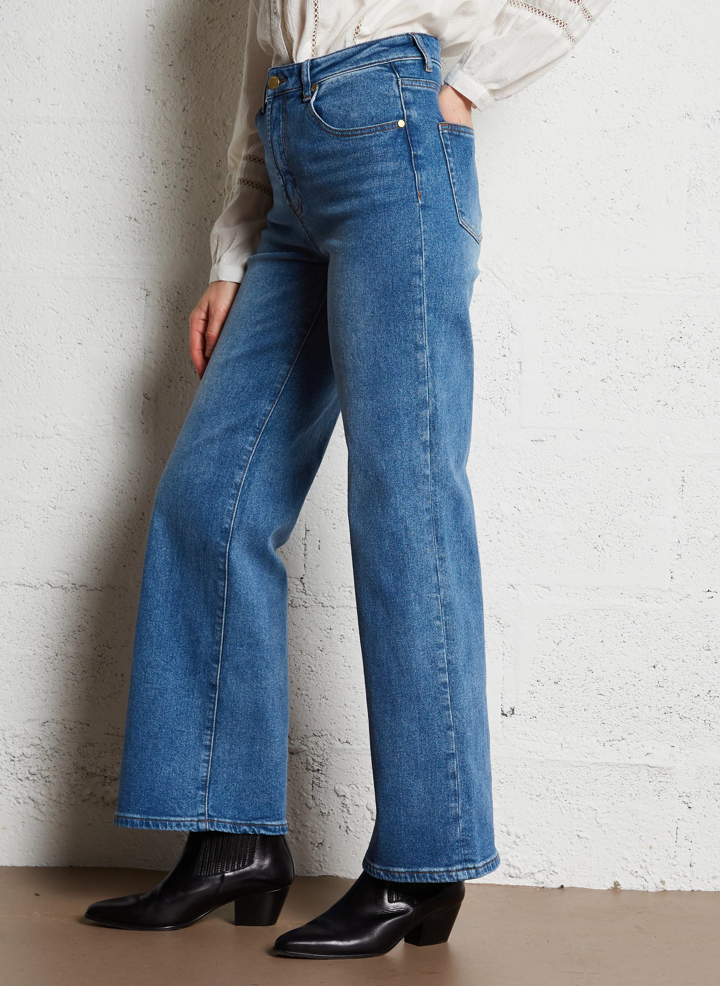 ZEPHYR - Jean large taille haute en coton mélangé | Jean Stone