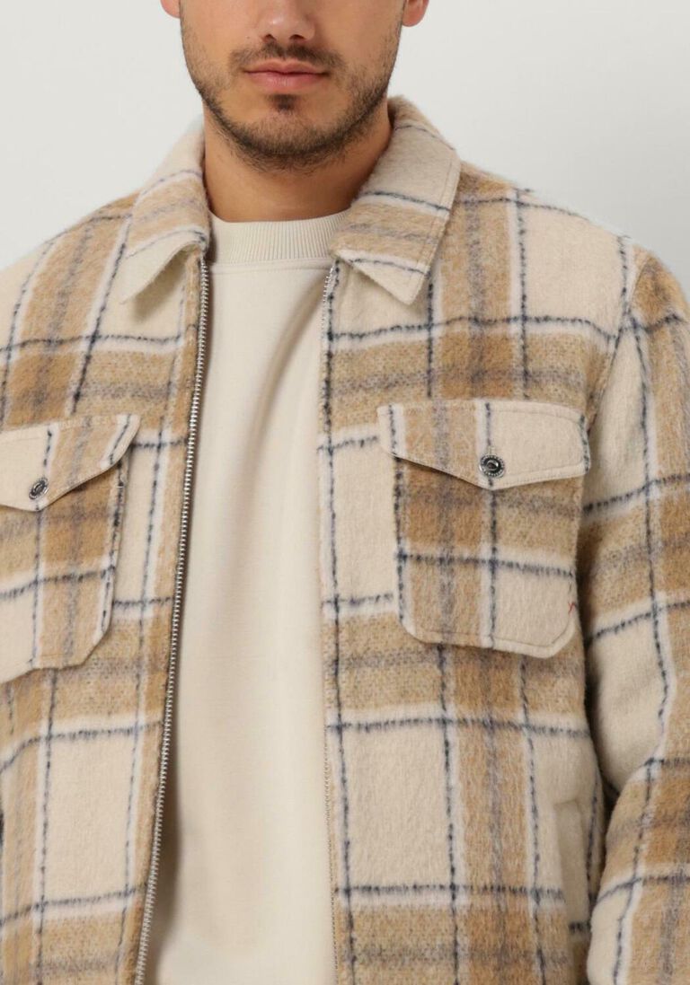 SCOTCH & SODA gebroken wit scotch & soda overshirt wool-blend zip-thru check overshirt