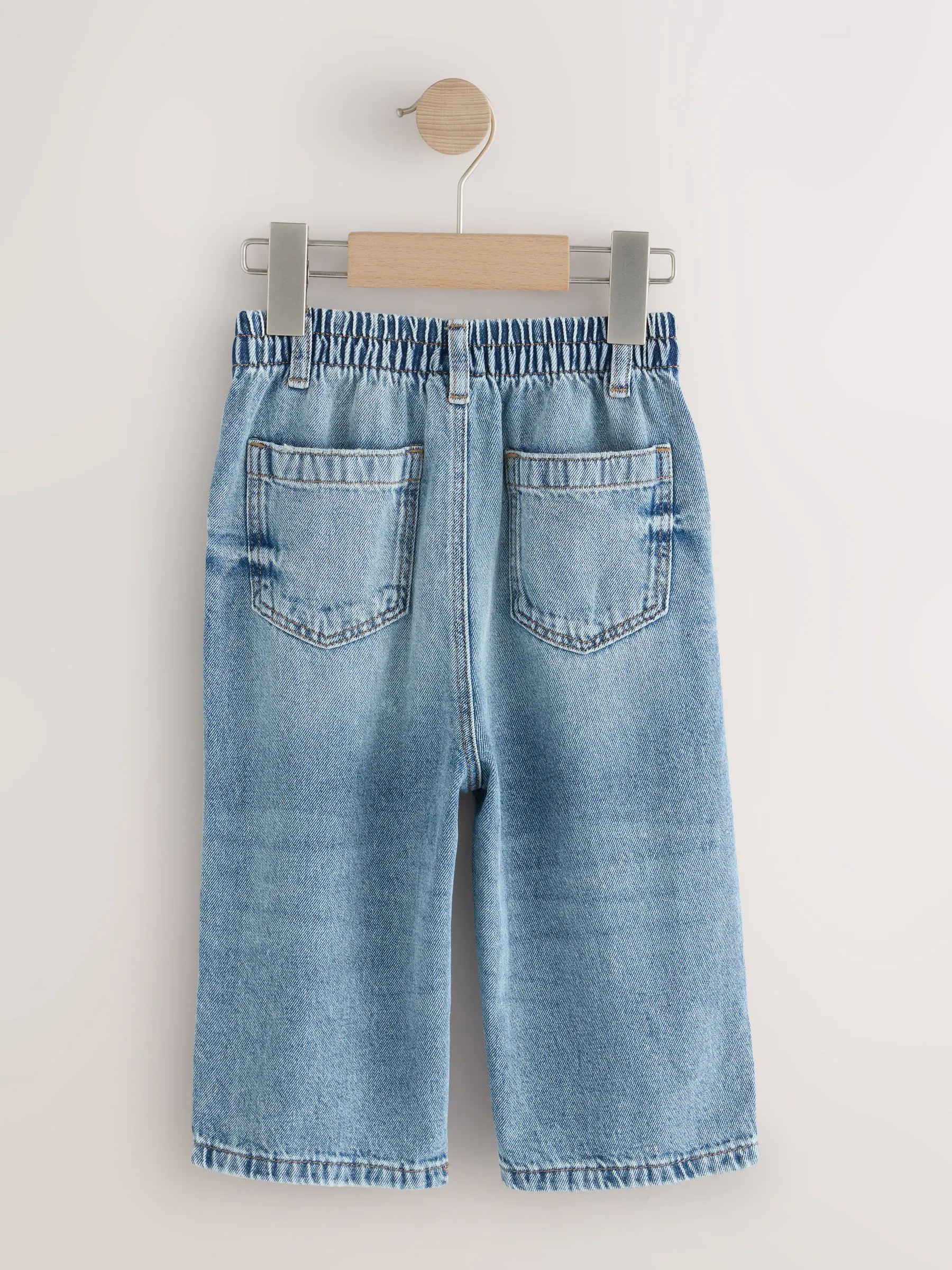 Lichtblauw denim met slijtageplekken - Jeans met wijde pijpen (3 mnd-7 jr)
