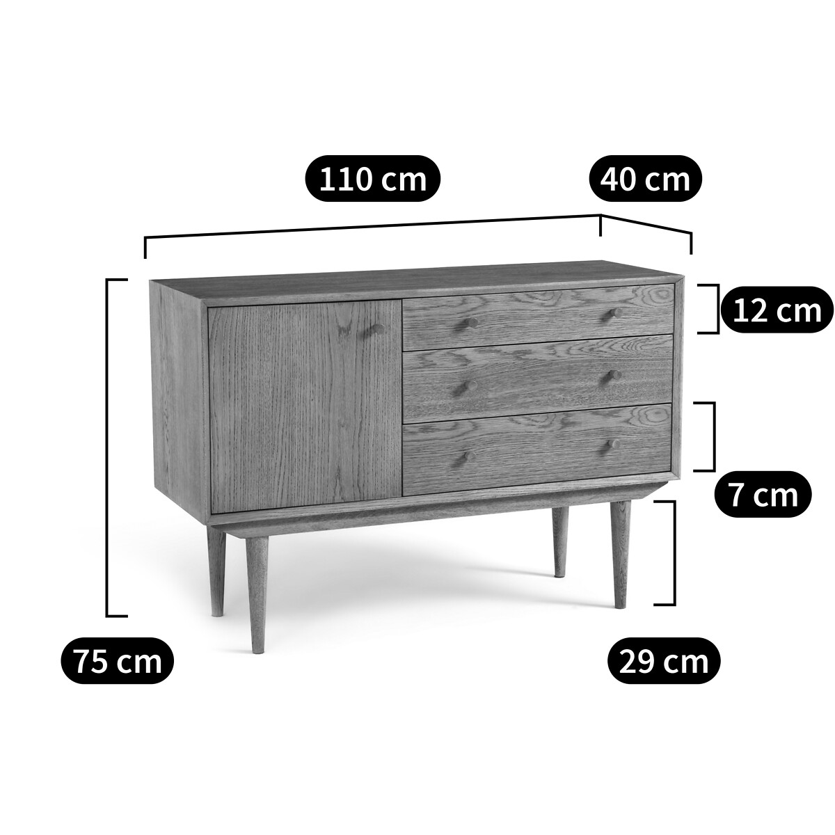 LA REDOUTE INTERIEURS<br>Aparador vintage com 1 porta e 3 gavetas Quilda