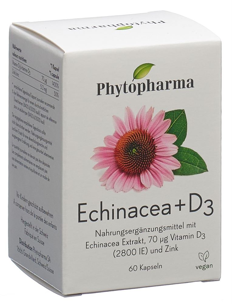 PHYTOPHARMA Echinacea + Vitamin D3<br>60 Stück, Dose, Kapsel