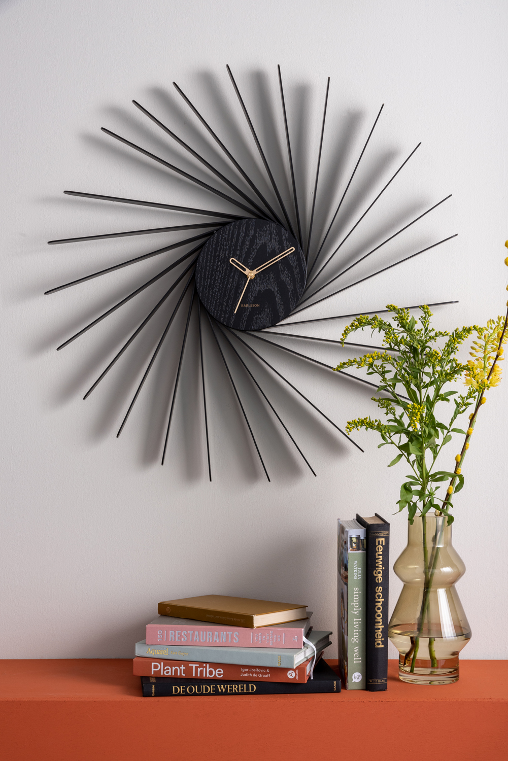 Wall clock Helix XL wood veneer black