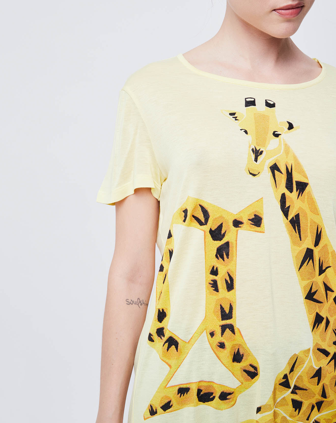 John Galliano T-Shirt imprimé girafe jaune poussin