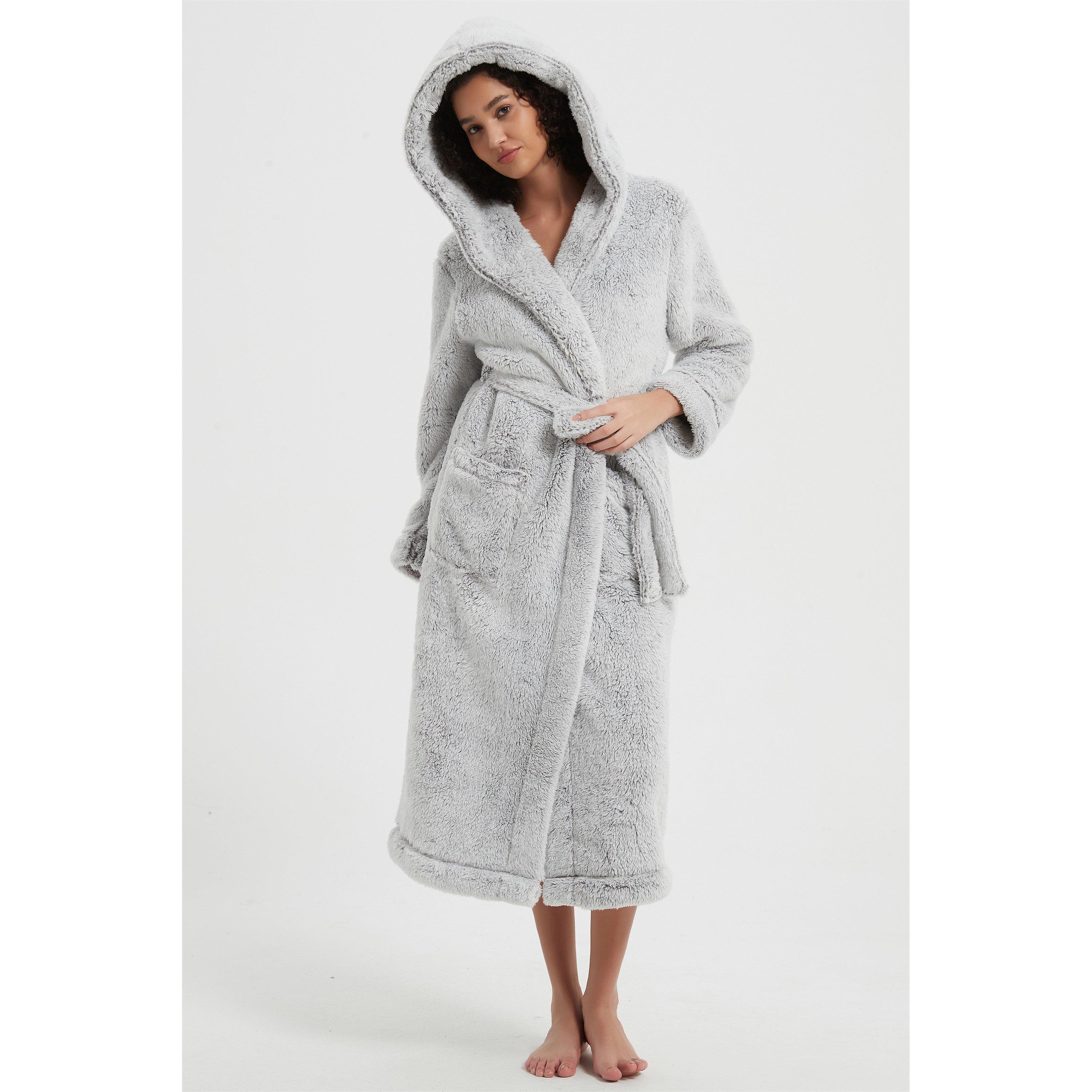 Linea Ladies Luxury Hooded Fleece Dressing Gown