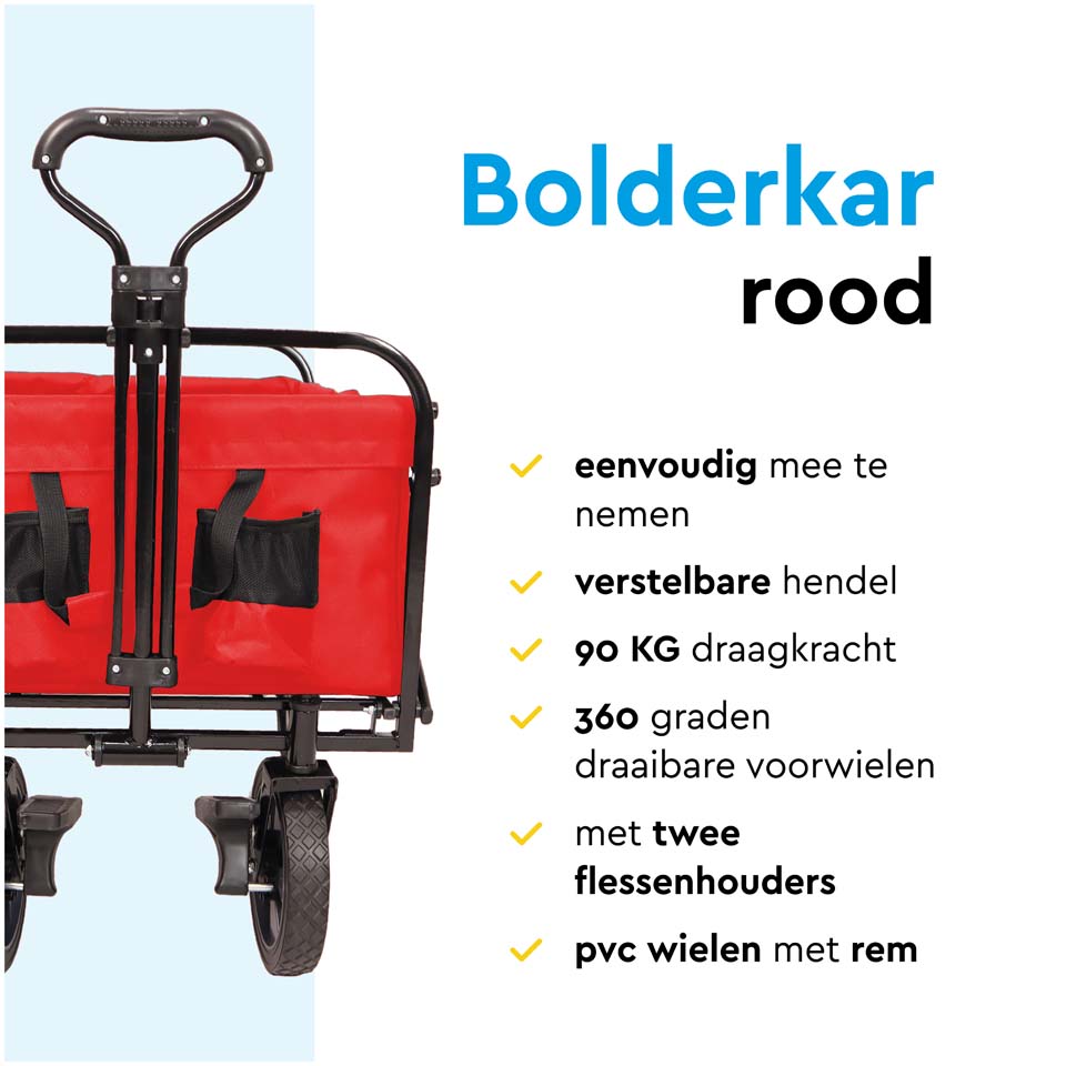 BRASQ 100 Liter opvouwbare bolderkar - Red