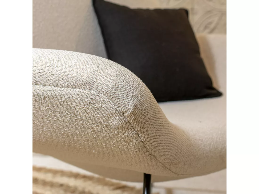 Now's Home - Canape En Bouclette Sable Pied Metal Noir 130x76xh79cm Duke