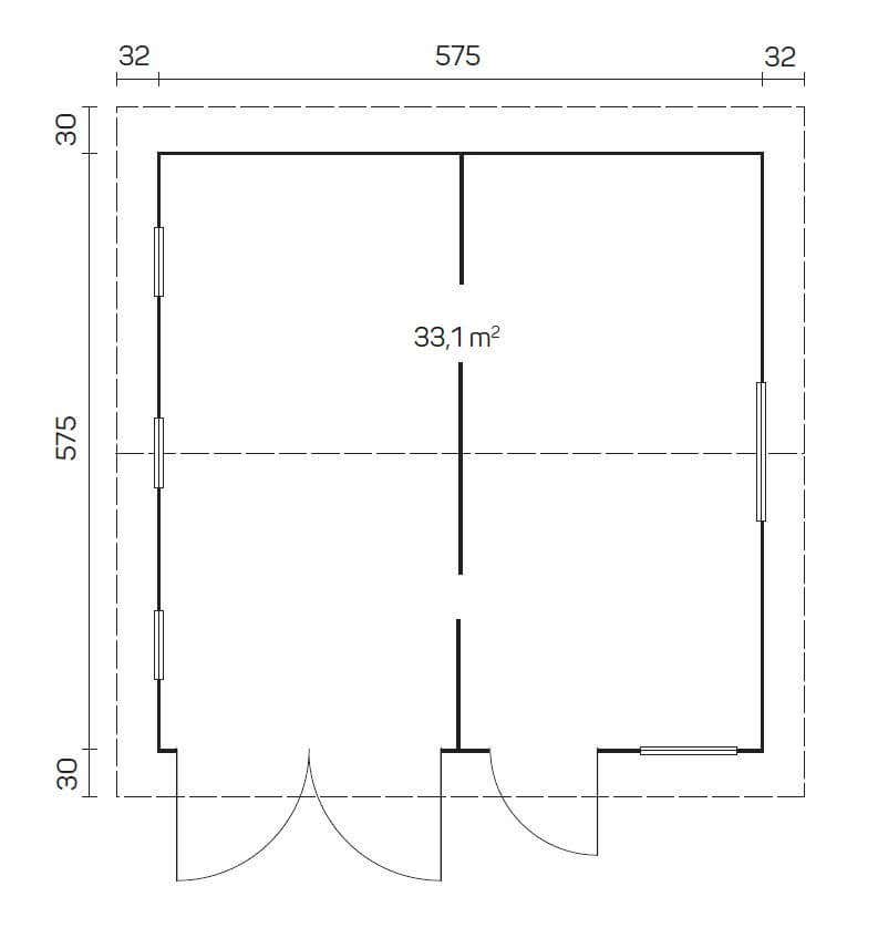 Alpholz enkele garage Mikkeli, houten garage, carport met 40 mm wanddikte, prefab garage, natuurlijke afwerking, 6x6m