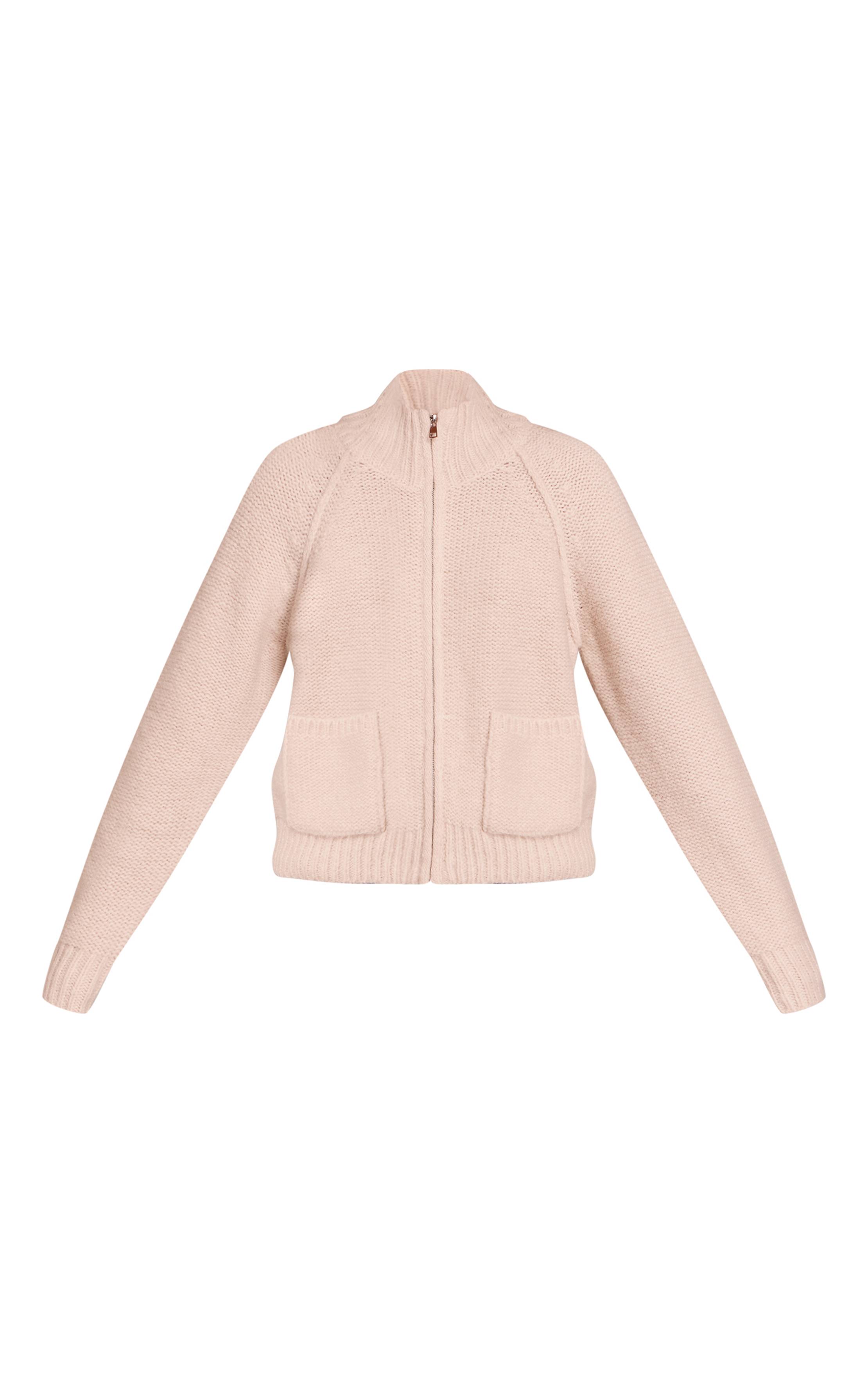 Crème Cardigan En Maille Zippé Avec Détail De Poches