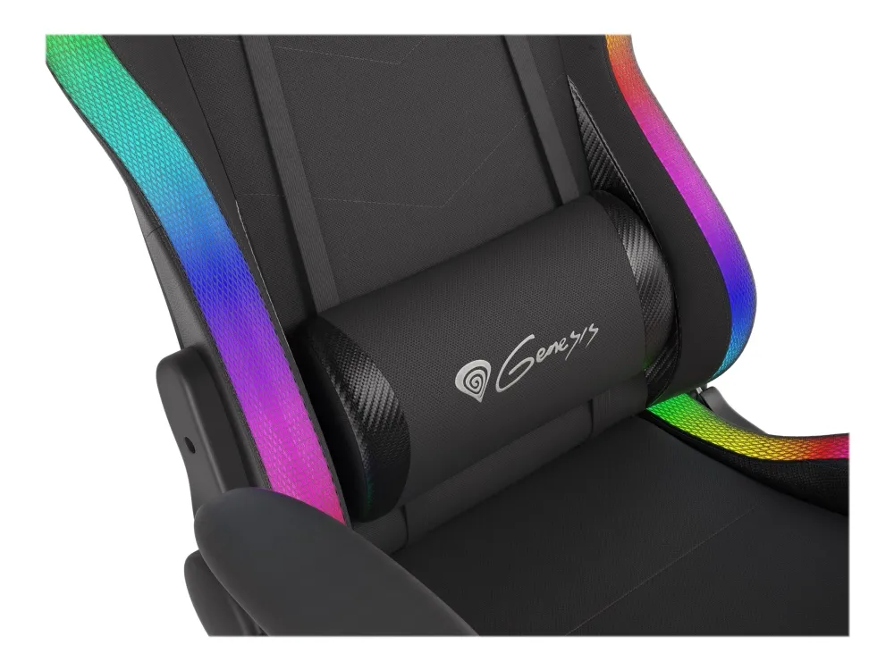 Genesis Trit 500 RGB - Stol - ergonomisk - lænestol - armstøtter - T-formet - vippe - drejeled - tekstil, PU syntetisk læder - sort