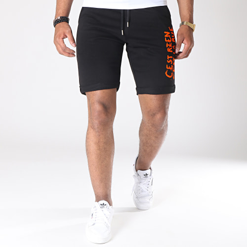 Short Jogging Logo Noir Orange