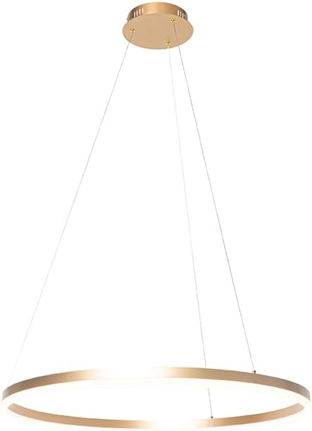 QAZQA - Design Ring Pendelleuchte I Pendellampe I Hängelampe I Pendellampe I Pendelleuchte I Lampe I Leuchte Gold I Messing 80 cm inkl. LED und Dimmer - Anello Dimmer I Dimmbar I Wohnzimmer I Schlafzi