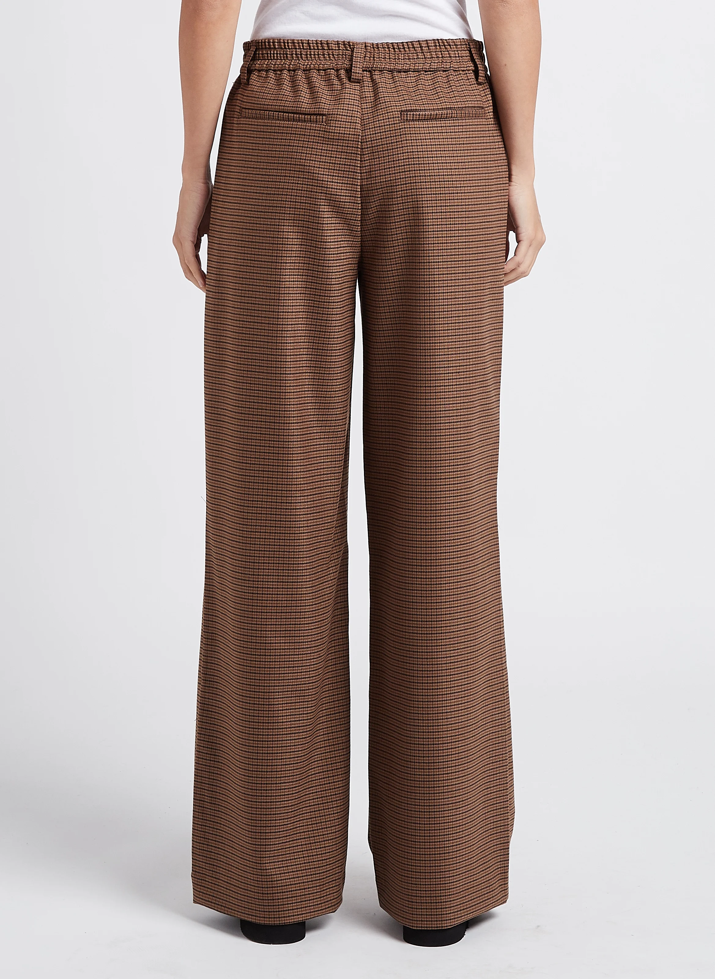 Pantalon large à rayures| Beige