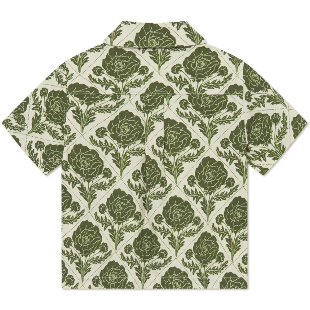 Køb Les Deux Kids Vintage Green/Ivory Lesley Flower Tile AOP Skjorte