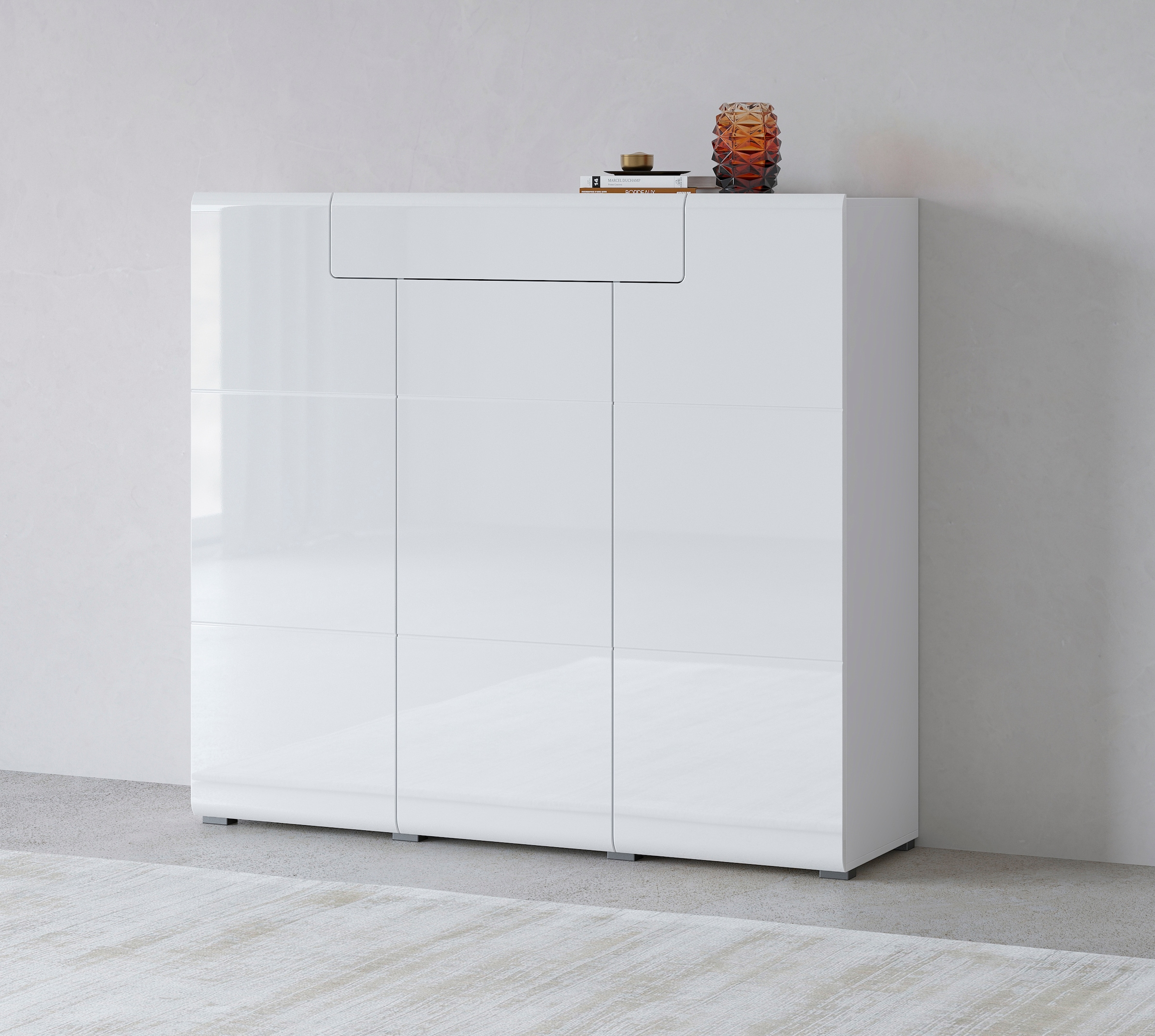 INOSIGN Highboard »Toledo,Breite 147,5 cm,trendige Hochkommode mit 3 Türen 1SK« Hochschrank mit viel Stauraum, stylische Hochglanzfronten