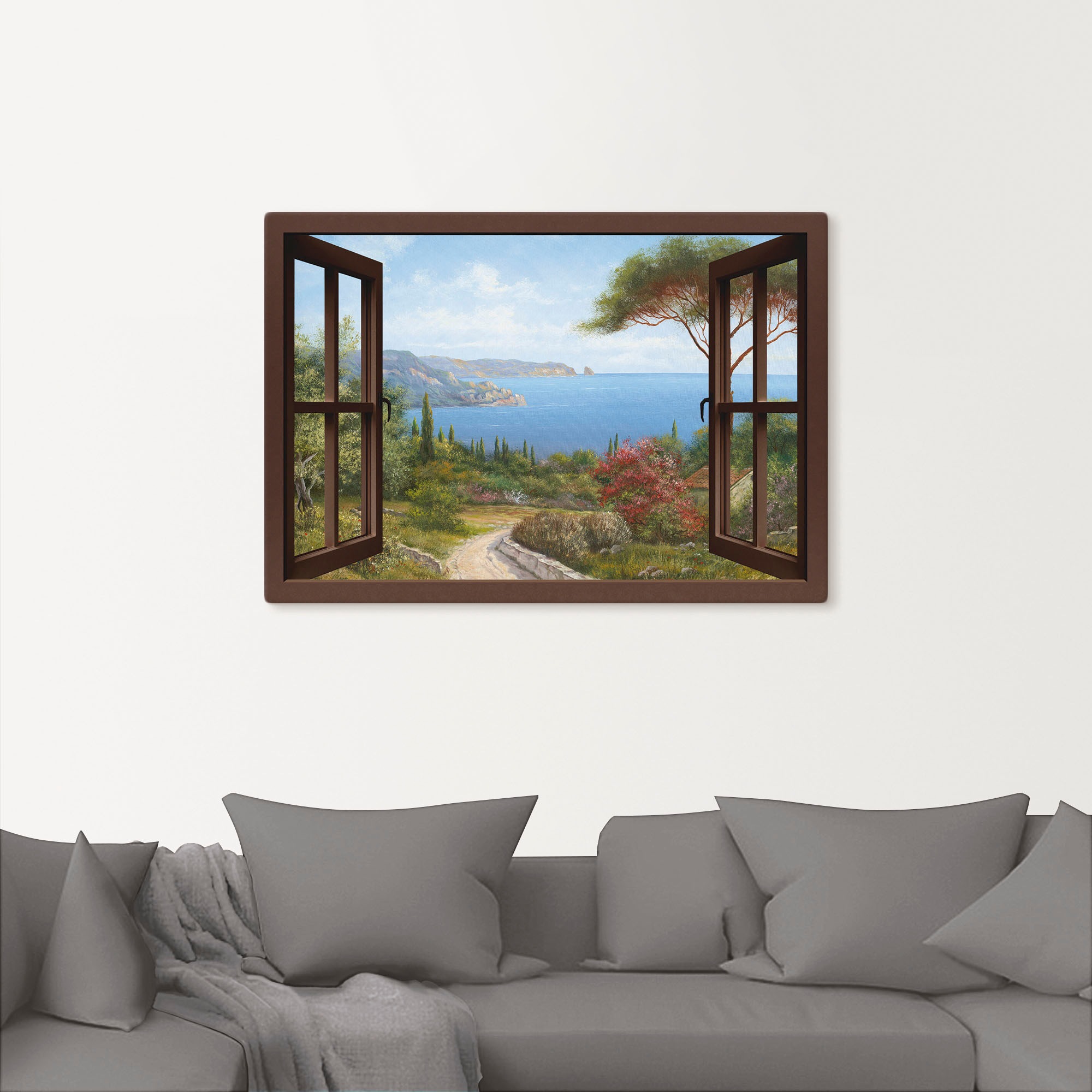Artland Leinwandbild »Fensterblick Frühlingsmorgen« Fensterblick 1 Stk. tlg. als Leinwandbild, Poster, Wandaufkleber in verschied. Grössen