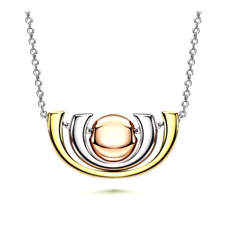 Collier 3 Ors Jaune, Blanc, Rose et Plaqué Rhodium