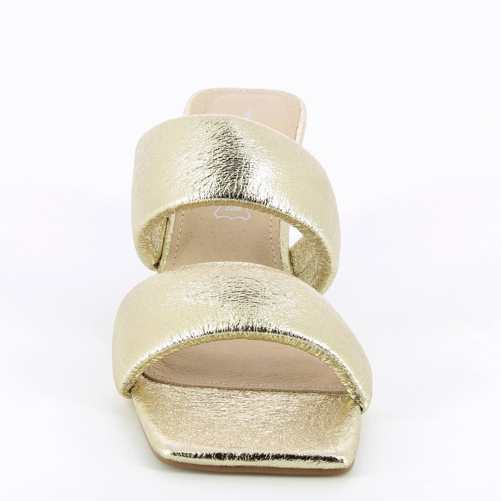 Sandales à talon, Compensées-Mules Elia or à brides rembourrées