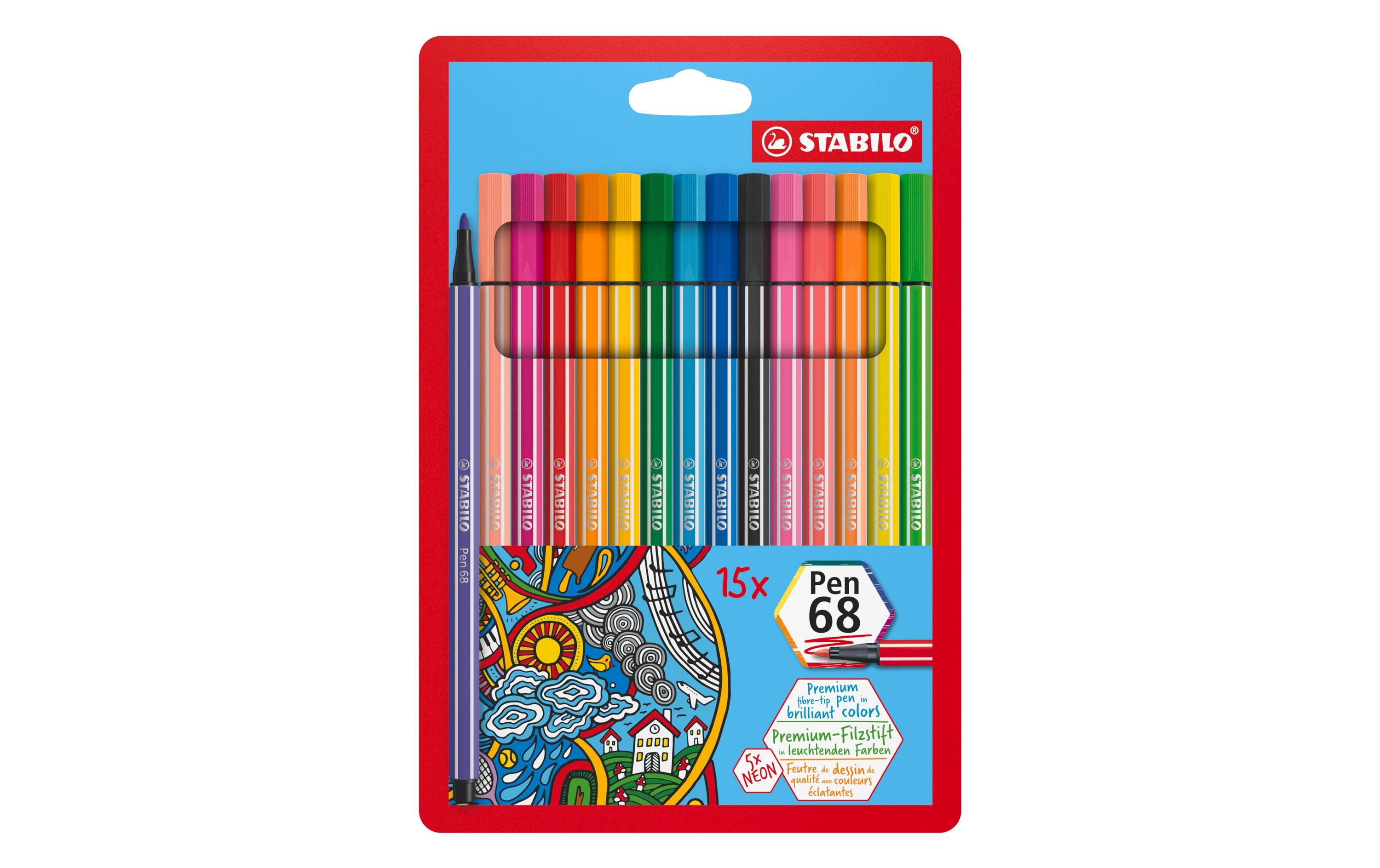 Fasermaler Pen 68 15 StückStabilo Pen 68 Filzstifte
