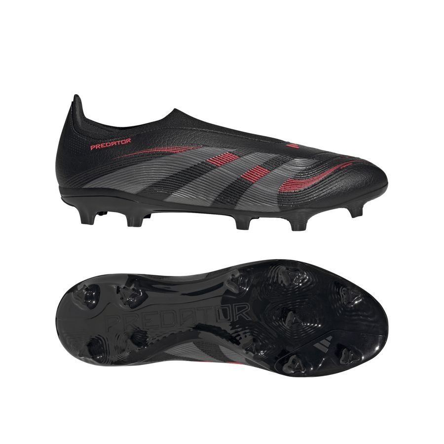 adidas Predator League Laceless FG/AG Stealth Victory - Noir/Gris/Lucid Red