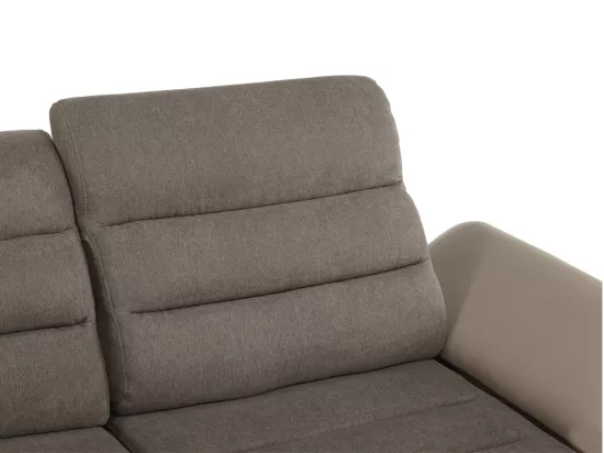 Canapé d'angle convertible en tissu et simili MIRABEAU - Taupe - Angle gauche