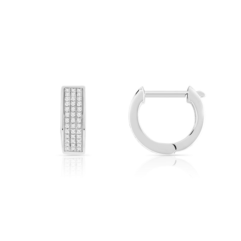 Créoles or 375 blanc diamants