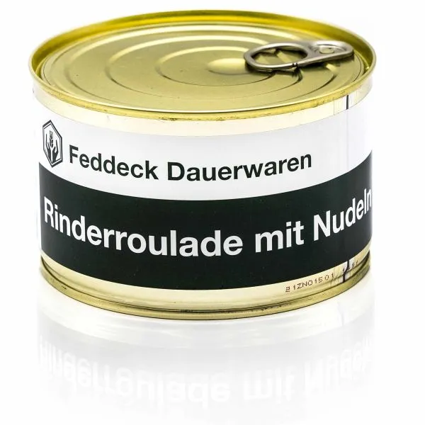 Feddeck Dauerwaren -  Fertiggericht Dose Rinderroulade mit Nudeln 400 g