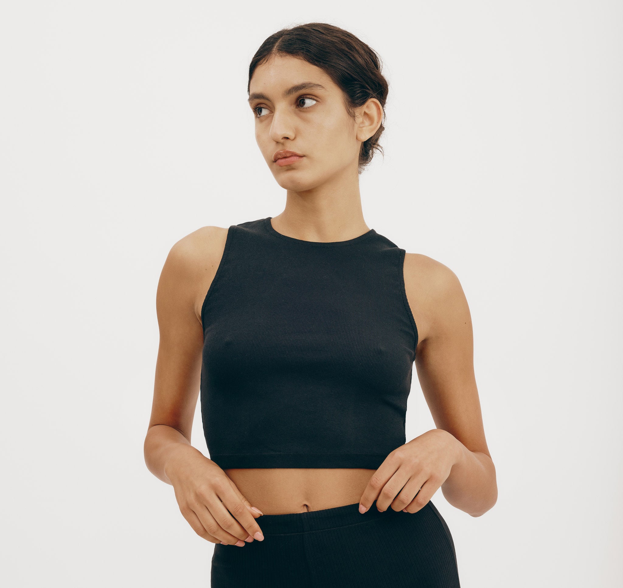 ORGANIC COTTON<br>Core Rib Open Back Tank Top