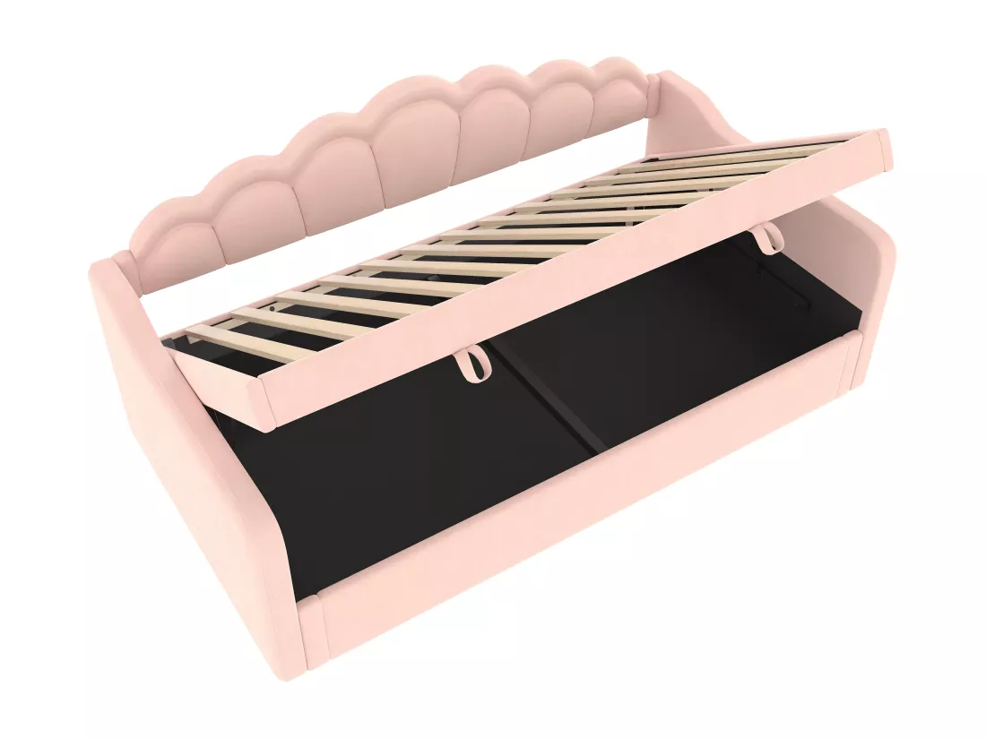 Canapé-lit coffre 90x200cm - Lumière LED changeante de couleur - Velours - rose (sans matelas)