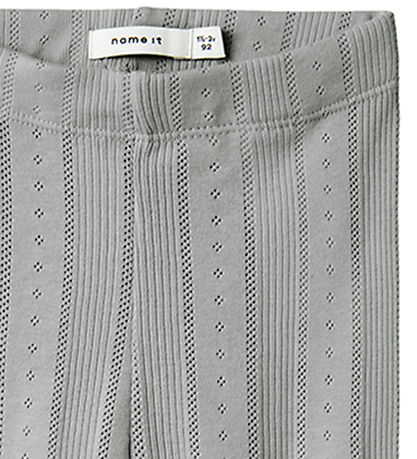 Name It Leggings - Noos - NmfJulia - Grey Melange m. Lochmuster