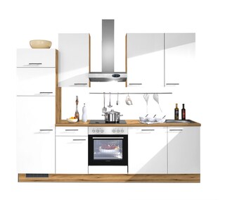 Küchenzeile Alpinweiß supermatt/Evoke Eiche NB 280x235x60cm