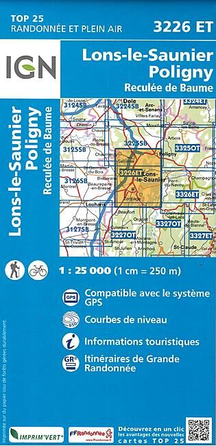 IGN - TOP25 3226ET LONS LE SAUNIER 1 25 000