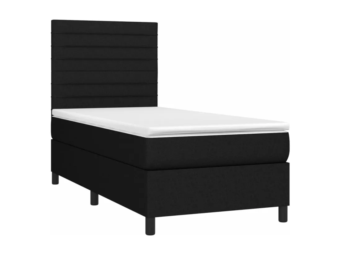 Sommier tapissier avec matelas et LED Noir 90x190 cm Tissu