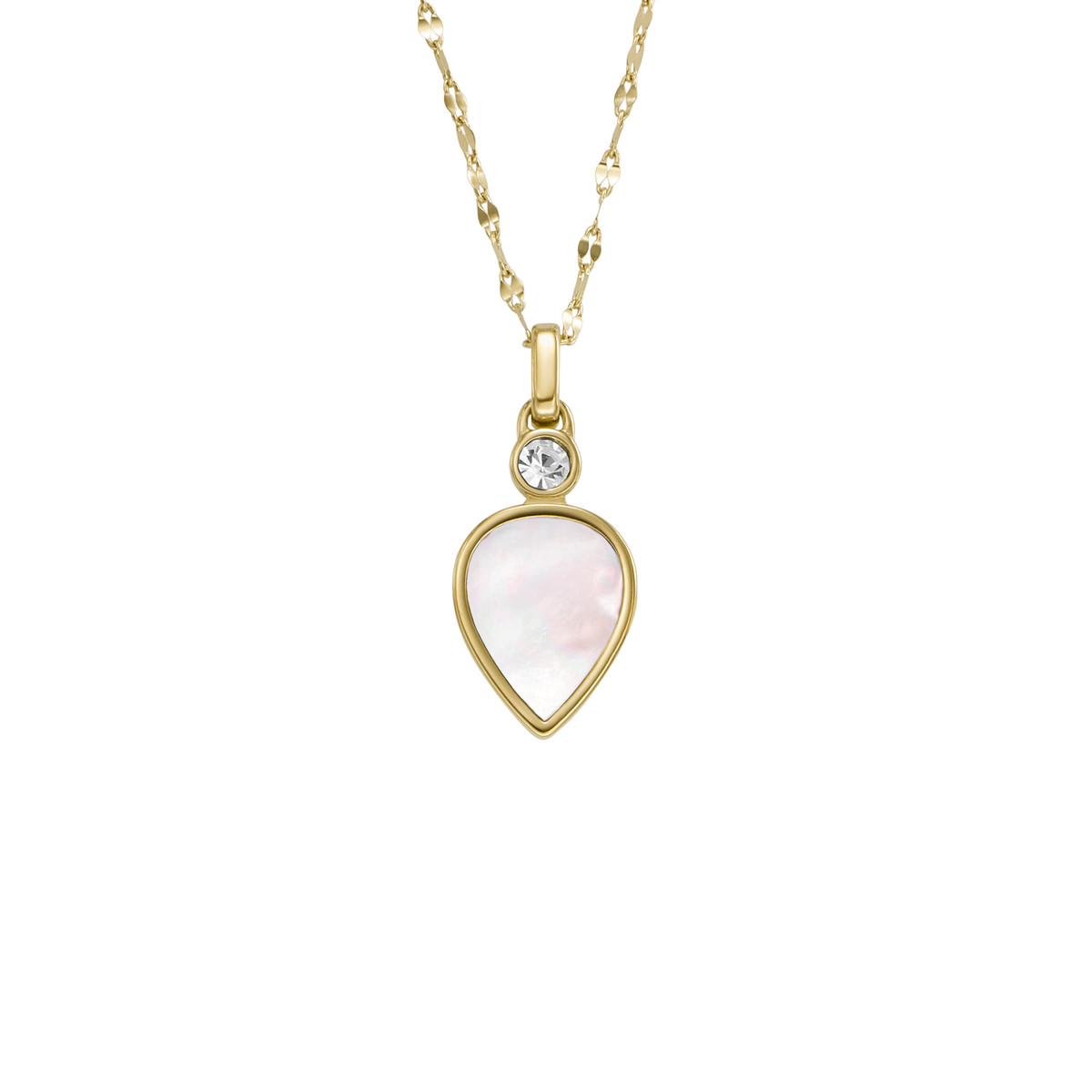 Collier FOSSIL acier inoxydable doré nacre 47 cm
