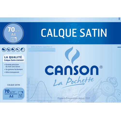 Pochette de 12 feuilles papier calque satin 90g 24x32 Ref 2772 Canson
