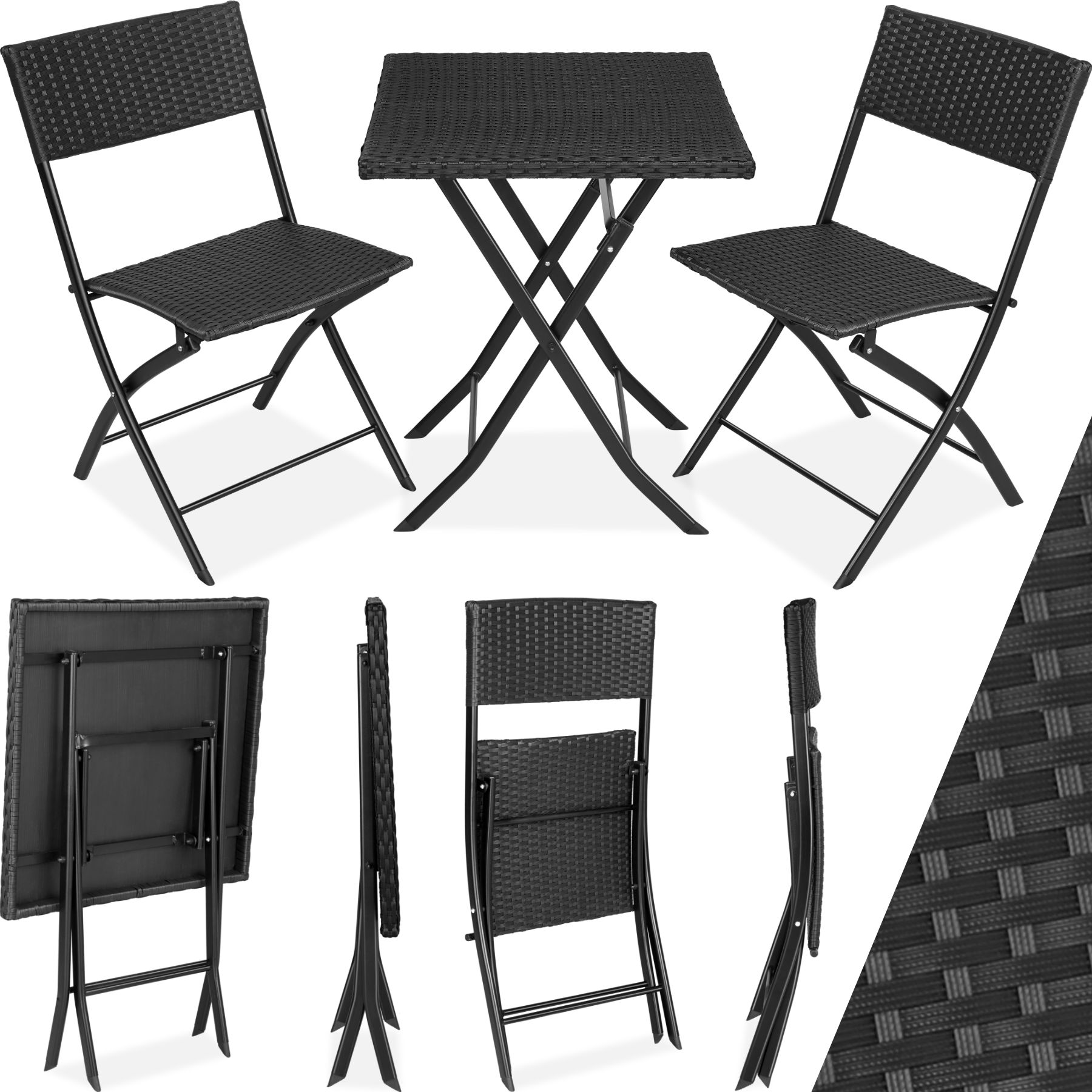 tectake® Rattanset, für 2 Personen, UV-beständig, geringes Gewicht