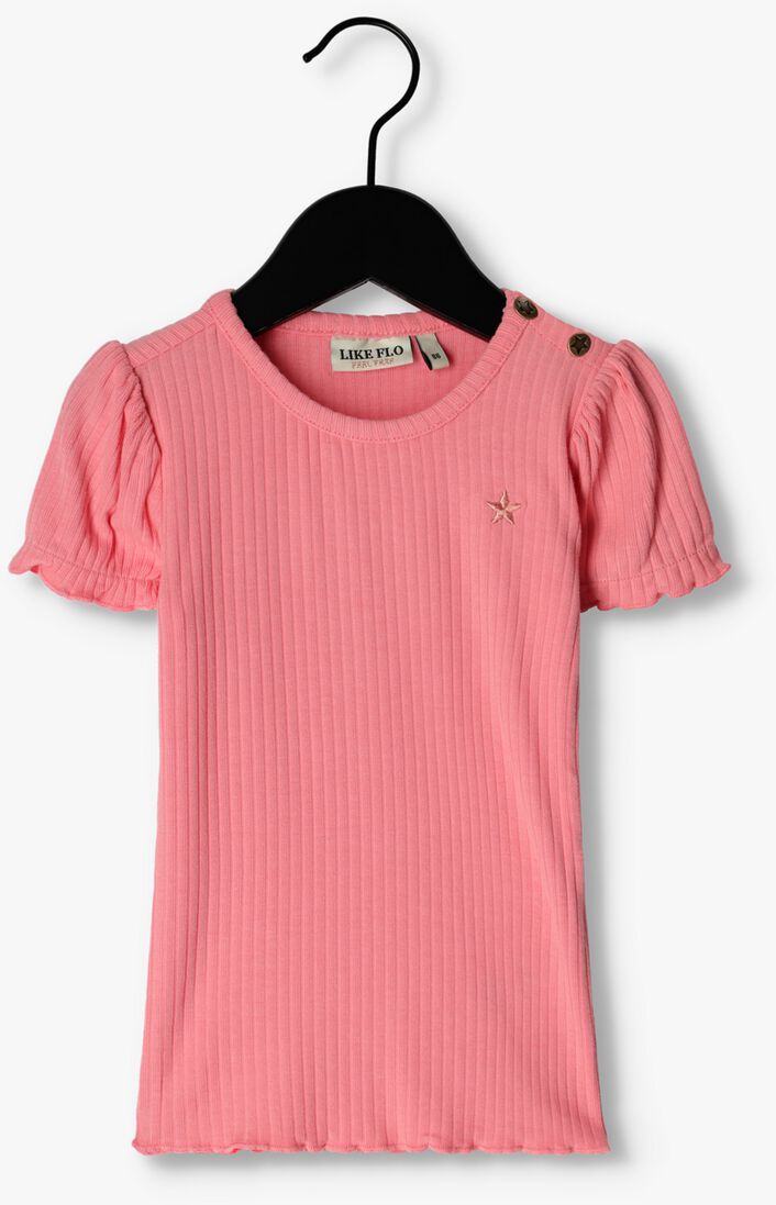 LIKE FLO roze like flo t-shirt fancy rib top