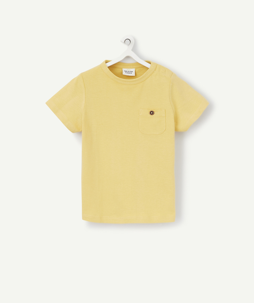 T-SHIRT BÉBÉ GARÇON MOUTARDE EN COTON BIO AVEC POCHE