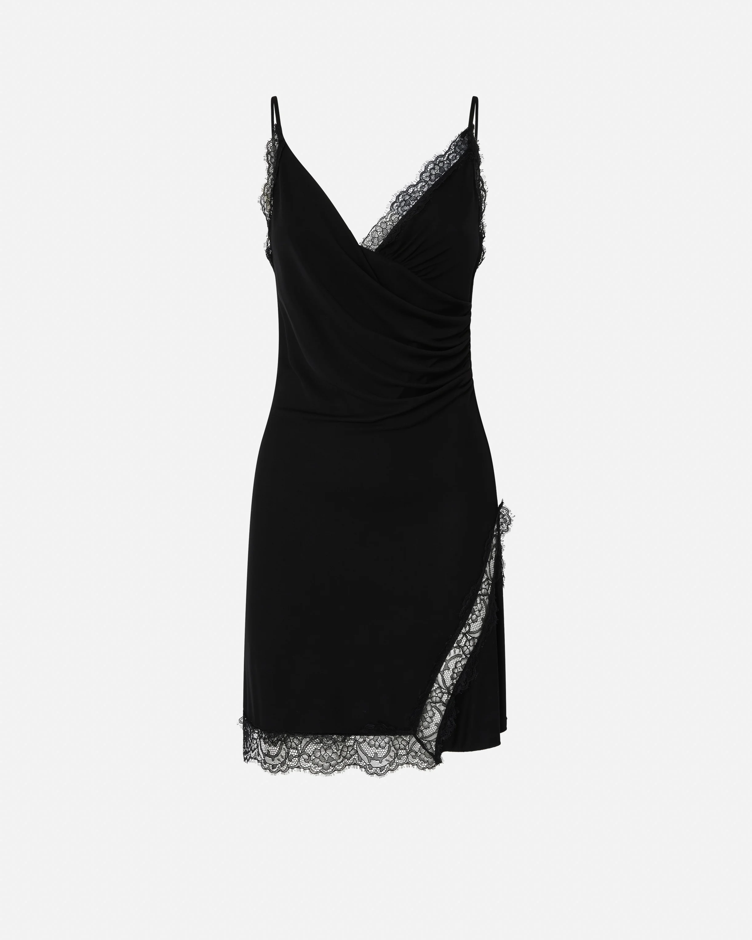 Robe courte légère à dentelle | Noir