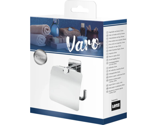 Papierrolhouder met deksel Lenz Varo chroom 4313702