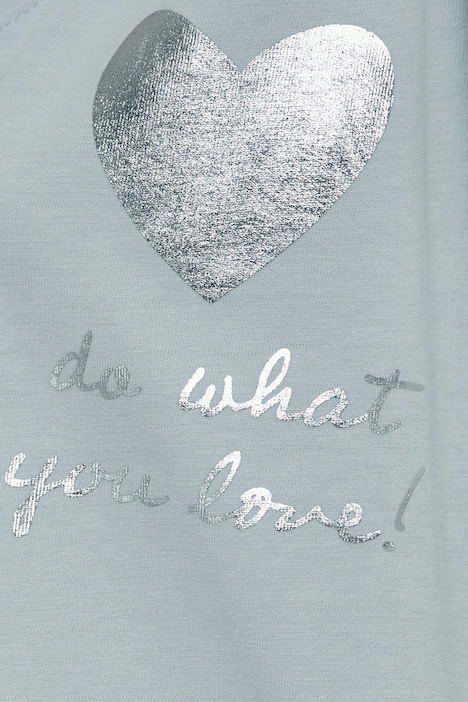 T-Shirt, Silberherz, V-Ausschnitt, Halbarm