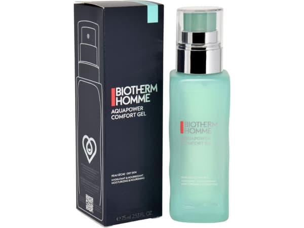 Biotherm Homme Aquapower Comfort, Menn, Tørr hud, Oppstrammende, Fuktighetsgivende, 75 ml, Pumpe flaske, AQUA / WATER • DIMETHICONE • BUTYROSPERMUM P