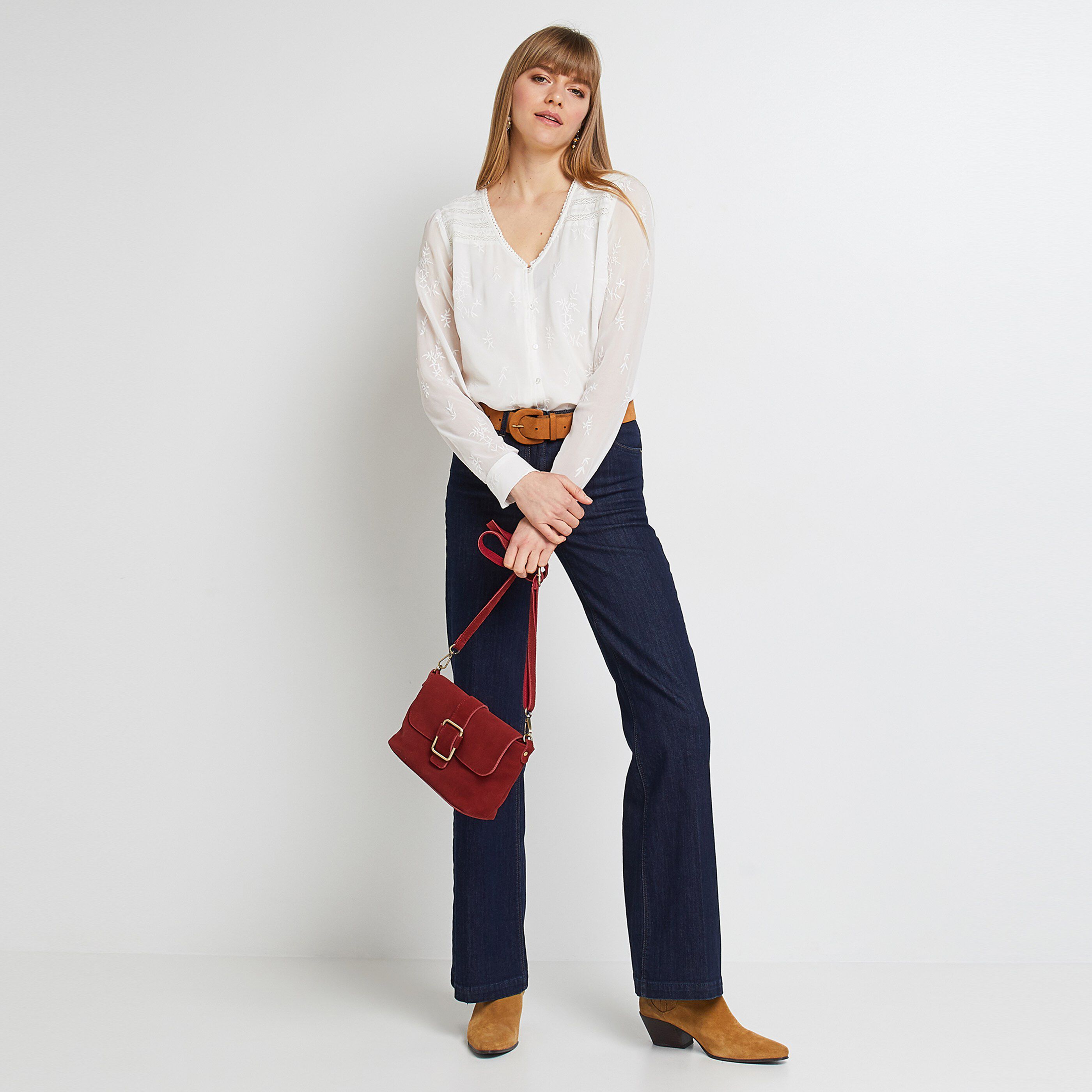 Blouse brodée femme - ECRU